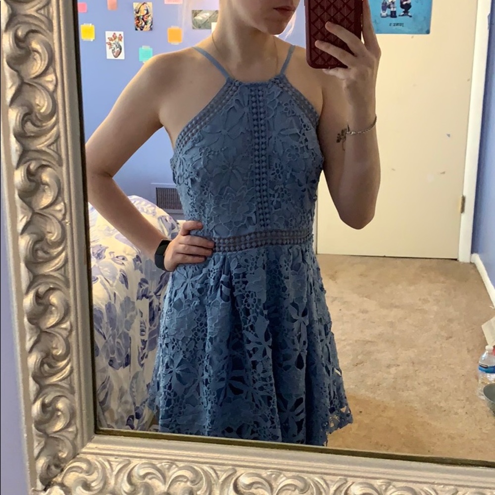 Formal francesca’s light blue lace dress